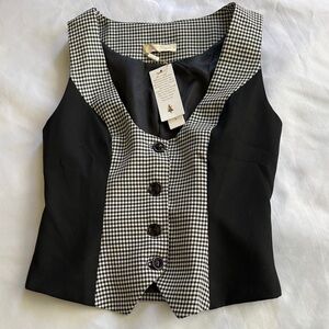 Black and White Checkered Women's Top